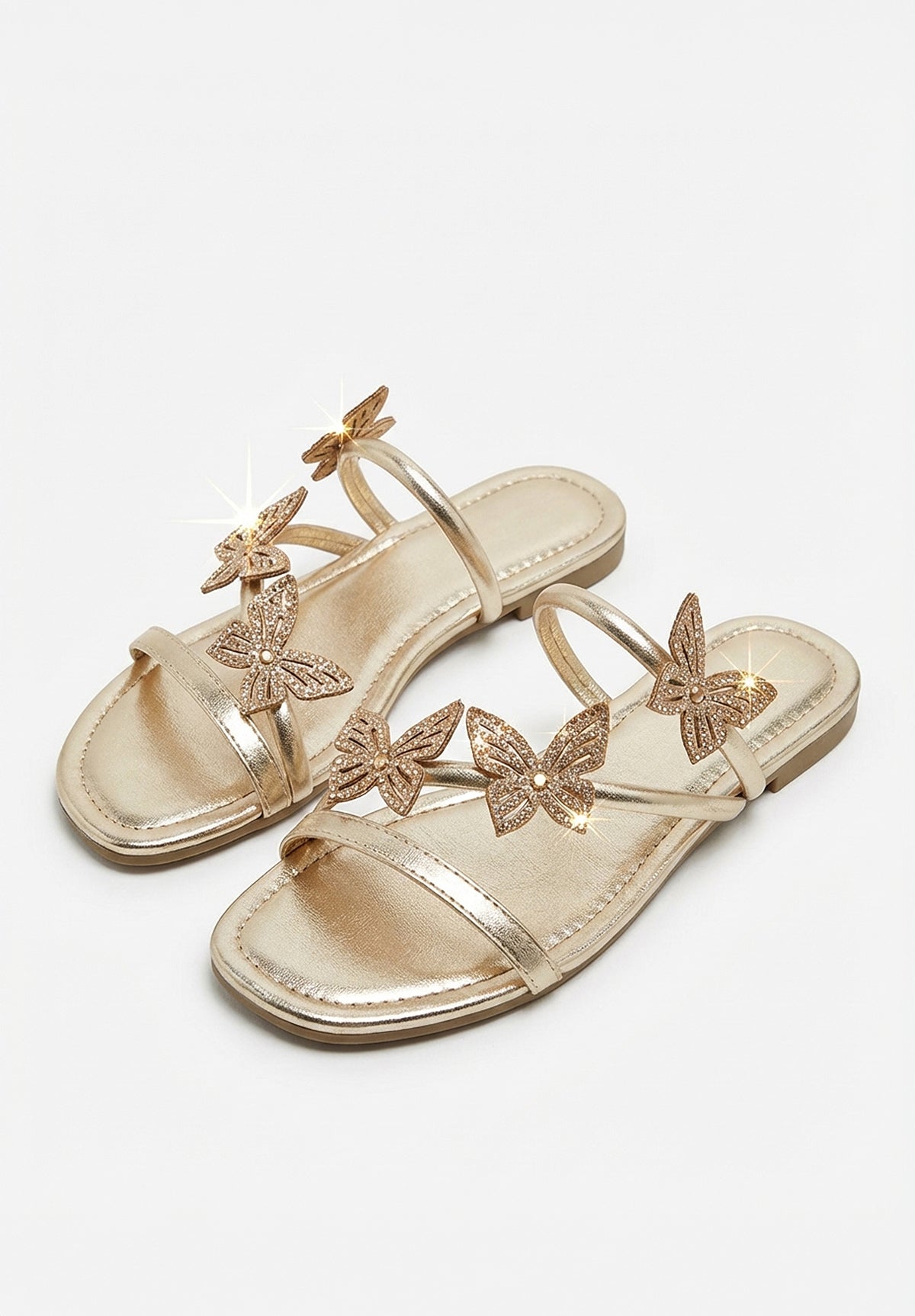 Butterfly Dreaming Gold Strappy Sandals