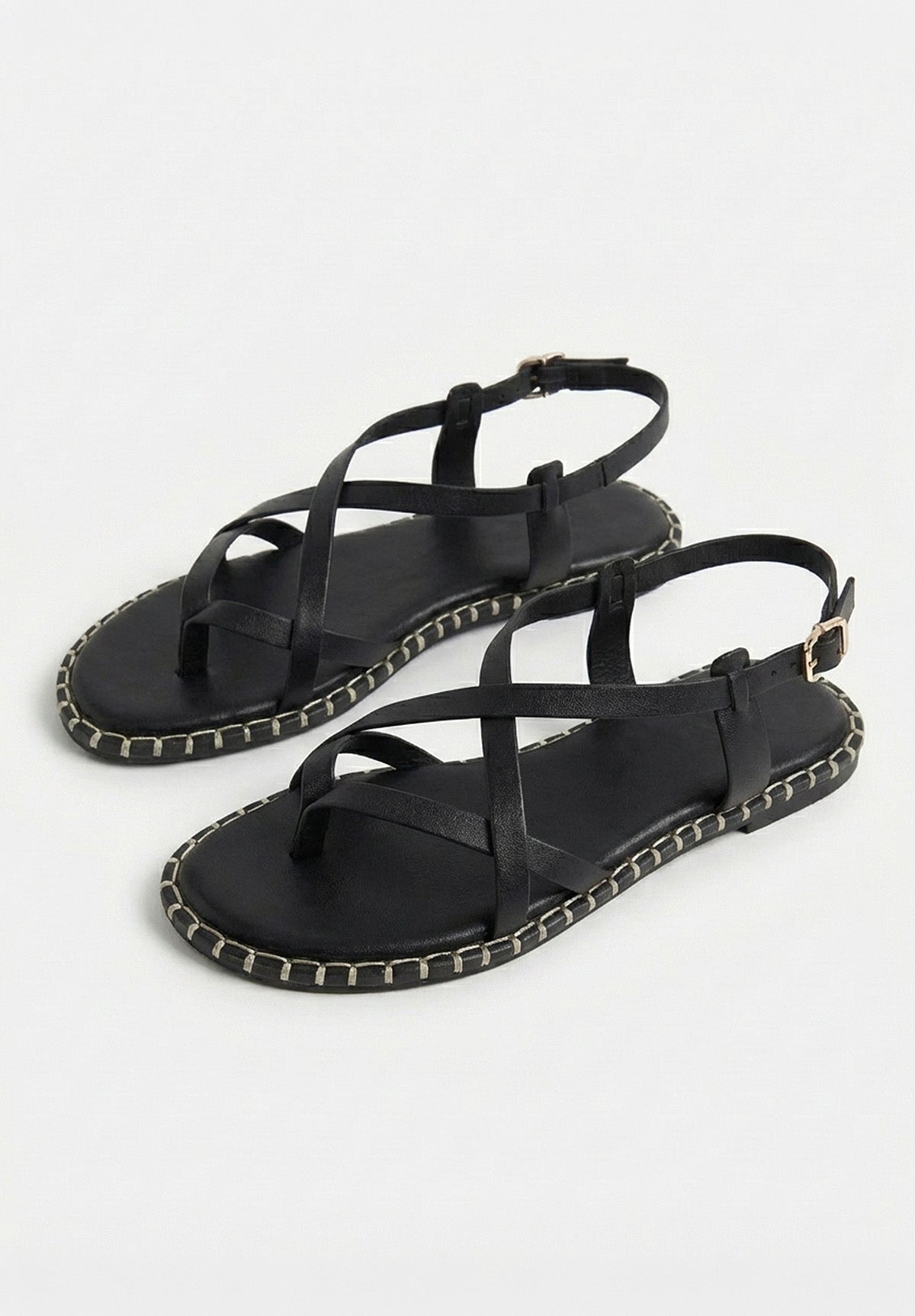 Wrapped Tight Black Strappy Sandals