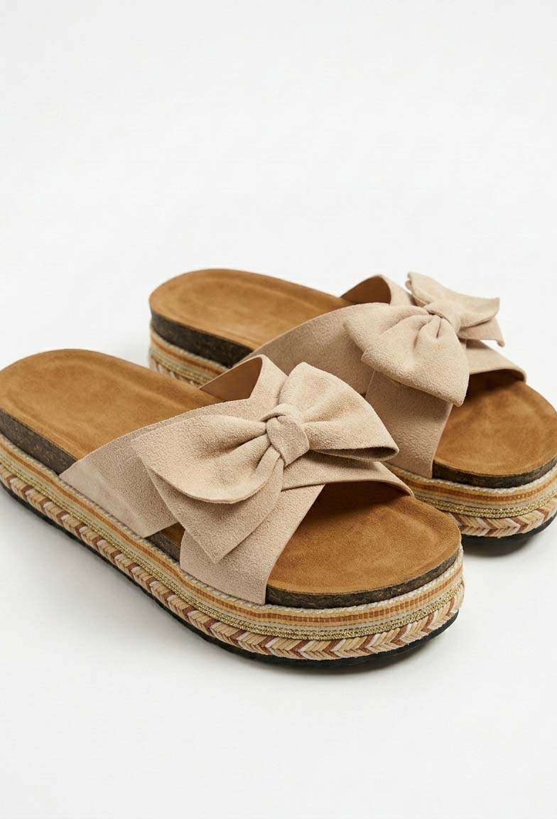 Bow Dreaming Natural Zig Zag Platform Sandal