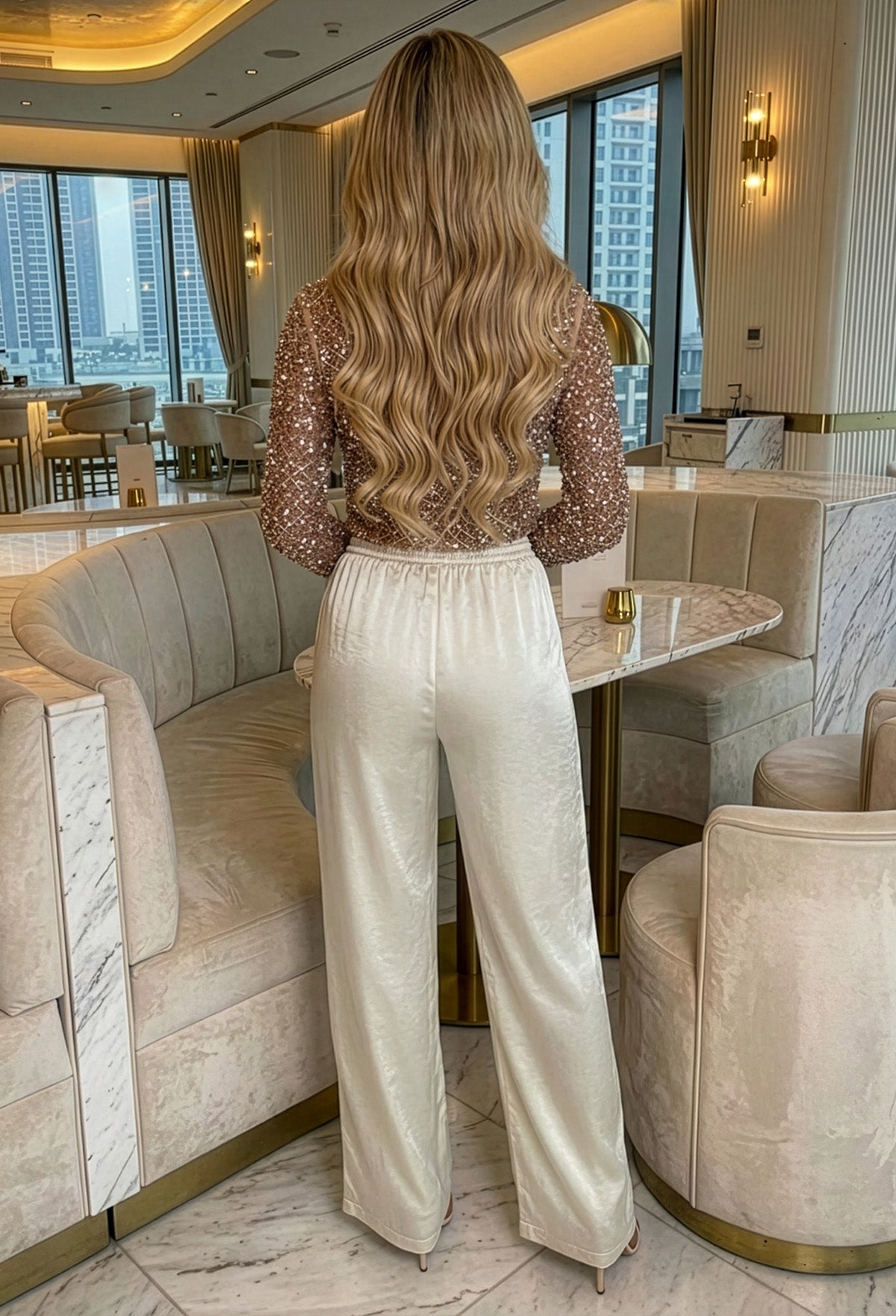 Satin Satisfaction Cream Elasticated Drawstring Trouser