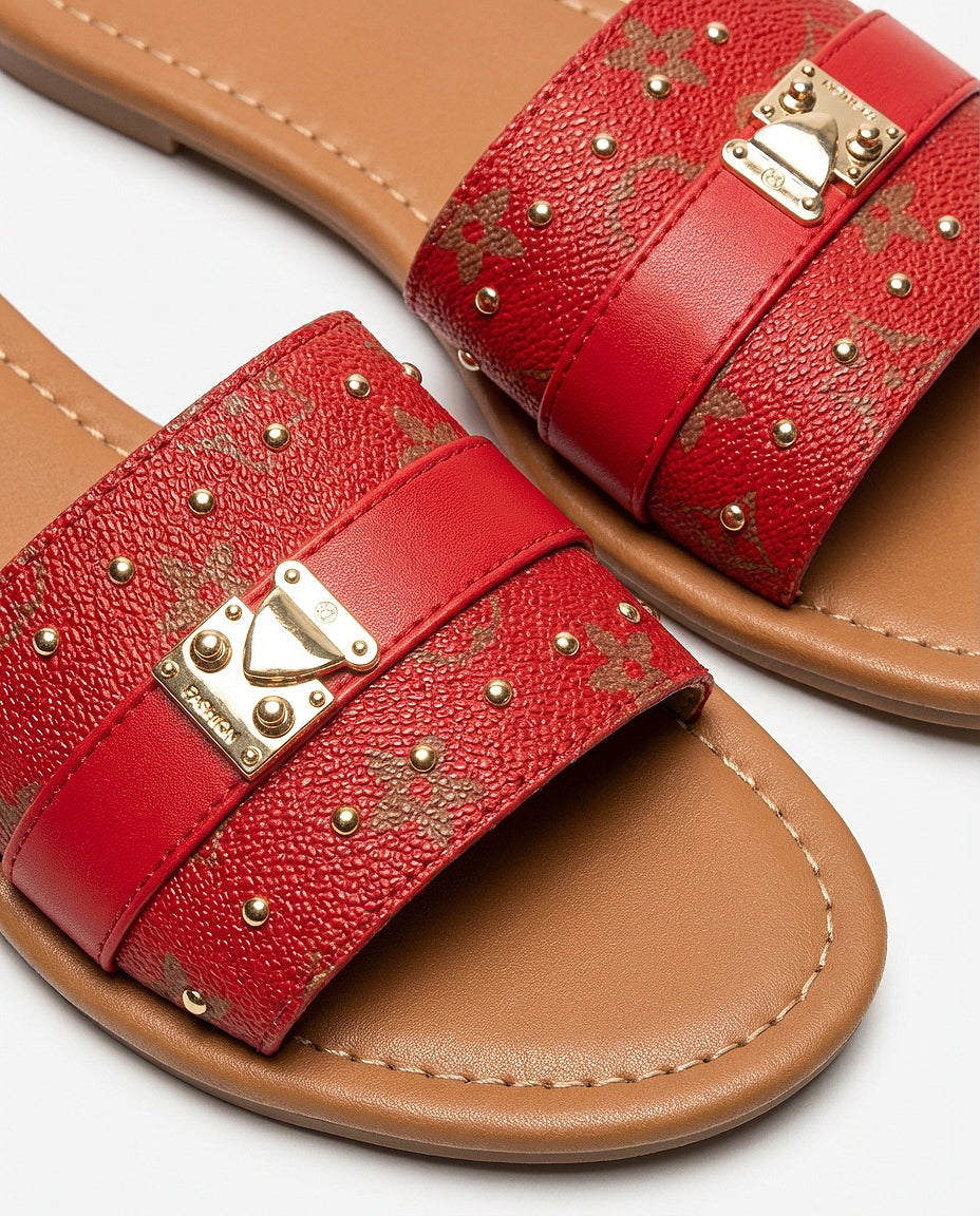 Logo Baby Red Printed Sliders