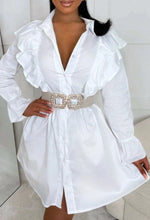 Love In The City White Frilled Shirt Dress
