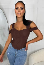You Are Mine Brown Mesh Sleeve Corset Top