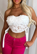 Rose Galore White Flower Detail Lace Up Side Top