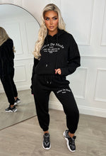 Ltd Edition Black Embroidered Hooded Two-Piece Loungewear Set