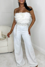 I See Fire White High Waisted Wide Leg Trousers