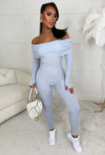 Movie Icon Grey Marl Bardot Knitted Loungewear Jumpsuit