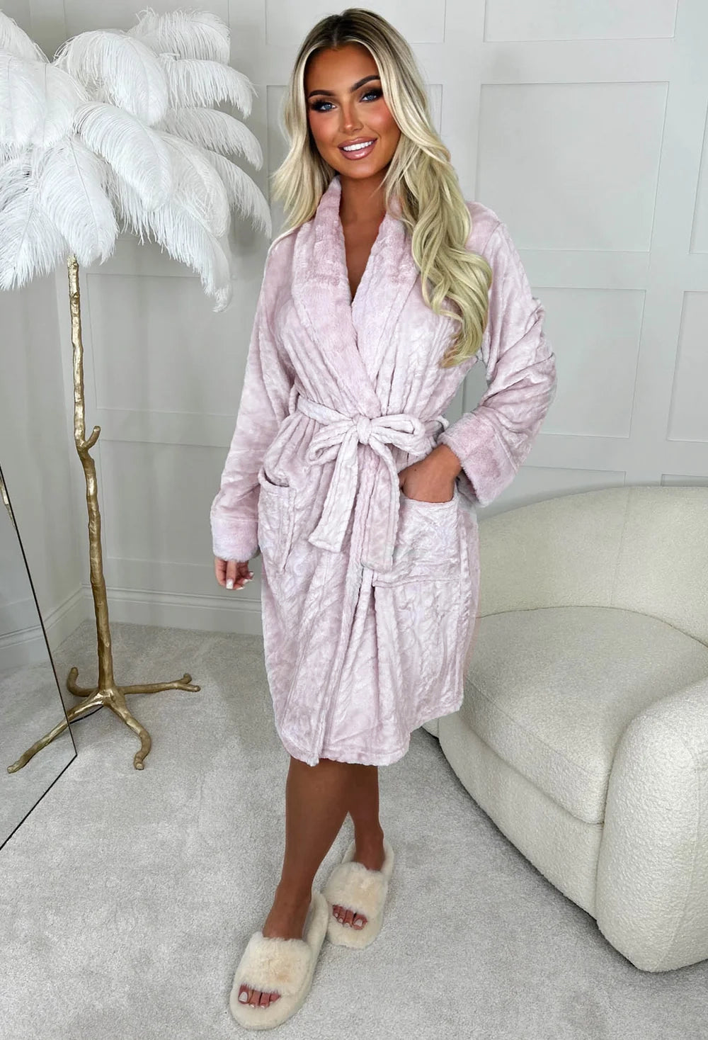 Fluffy Dressing Pink Fleece Dressing Gown Fleece Zip Up Marks And