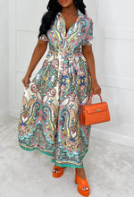Always Luxury Multi Satin Printed Short Sleeve Tied Waist Maxi Dress