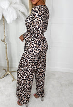 Rebel Radiance Leopard Wrap Over Long Sleeve Wide Leg Belted Jumpsuit