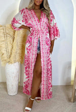 Devoted To Me Pink Floral Print Maxi Kimono