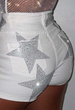 Blazing Star White Stretch Star Denim Shorts