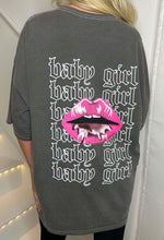 Pretty Gal Grey Washed Oversized Lips Graphic T-Shirt