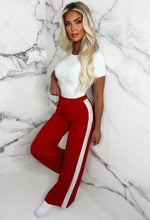 Always A Hero Red Wide Side Stripe Stretch Trousers