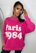 Bon Soir Pink Paris Textured Slogan Soft Knit Jumper