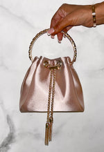 Elegant Charm Nude Satin Diamante Embellished Handle Bag