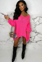 Creme De La Chic Hot Pink Ultra Soft Chunky Knit Oversized Jumper