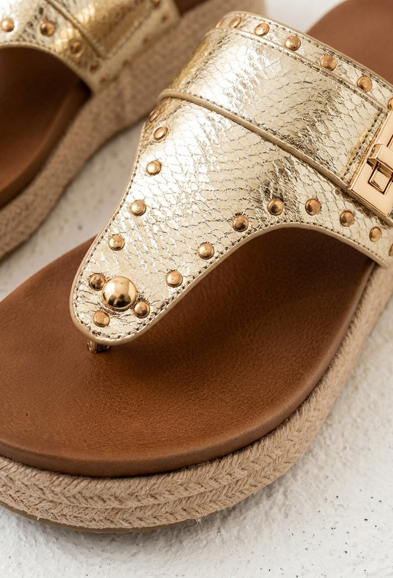 Lux Desire Gold Metallic Snake Wedge