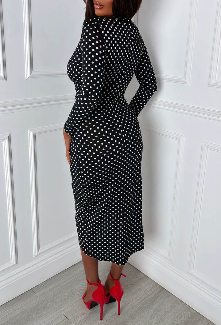 Real Love Black Side Ruched Spot Dress