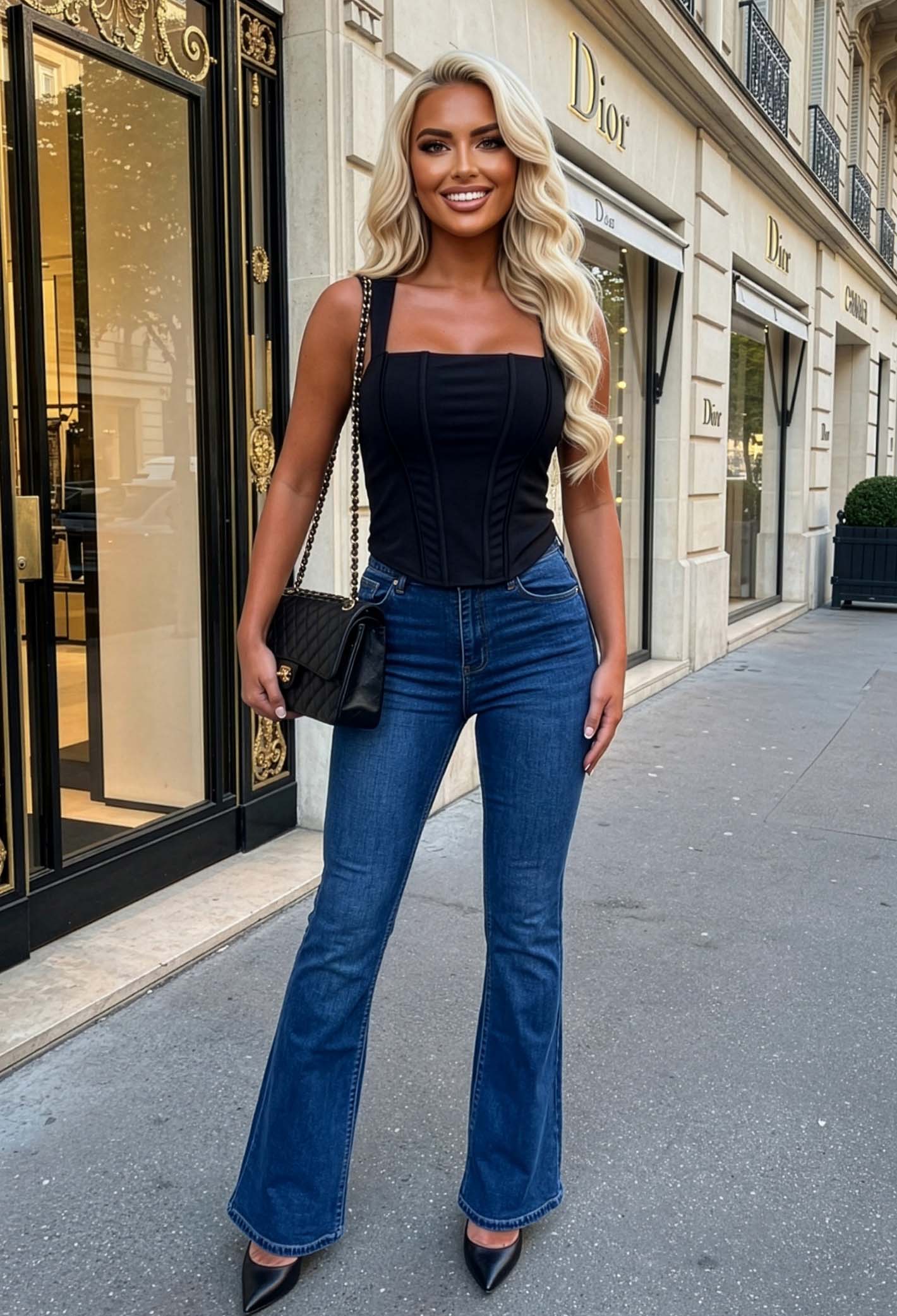 Snatch Me Darling Black Stretch Jersey Corset Top