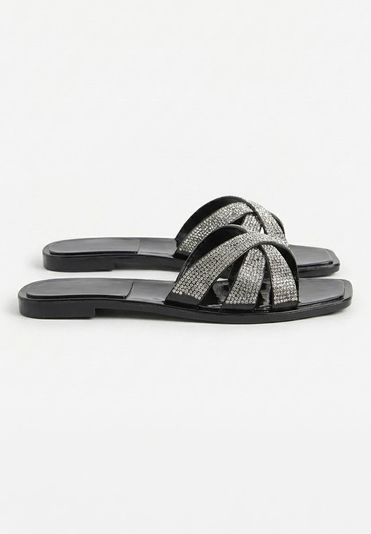 Sweet As Always Black Diamante Embellished Sandals