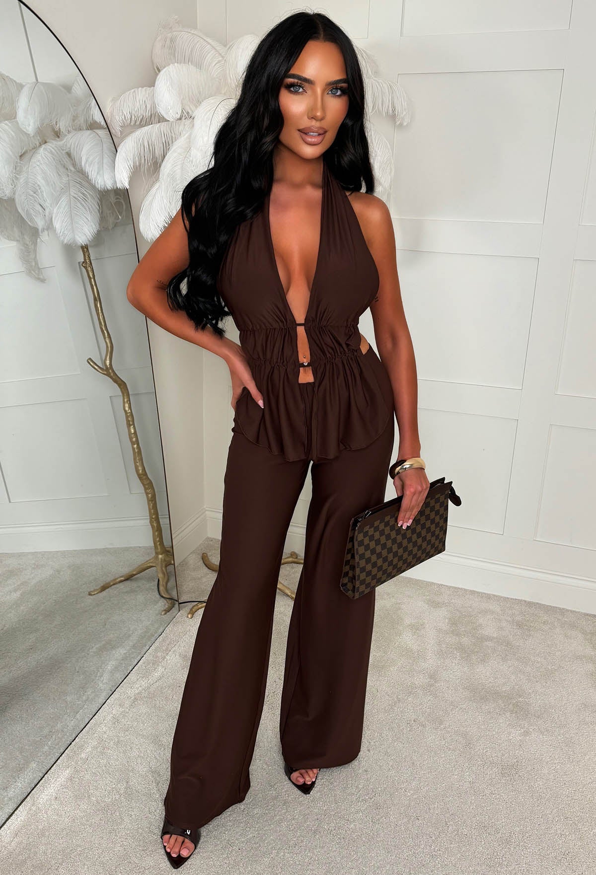 All Around Us Chocolate Brown Tie Back Co-ord Set