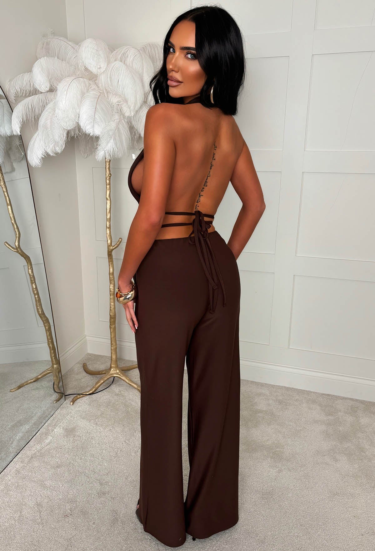 All Around Us Chocolate Brown Tie Back Co-ord Set