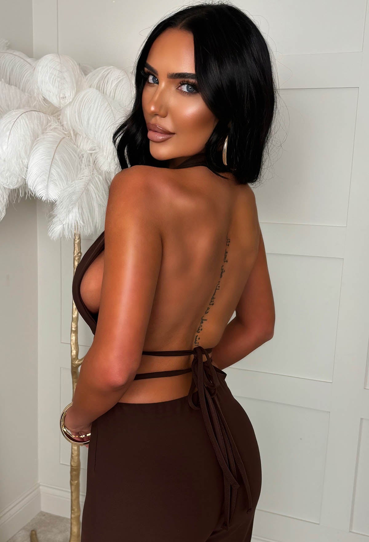 All Around Us Chocolate Brown Tie Back Co-ord Set