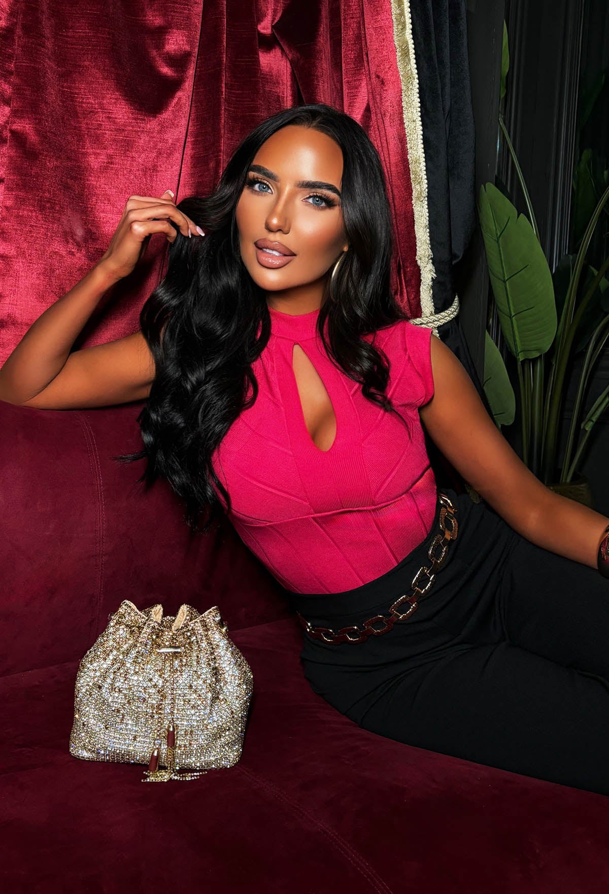 All Yours Fuchsia Bandage Effect Top