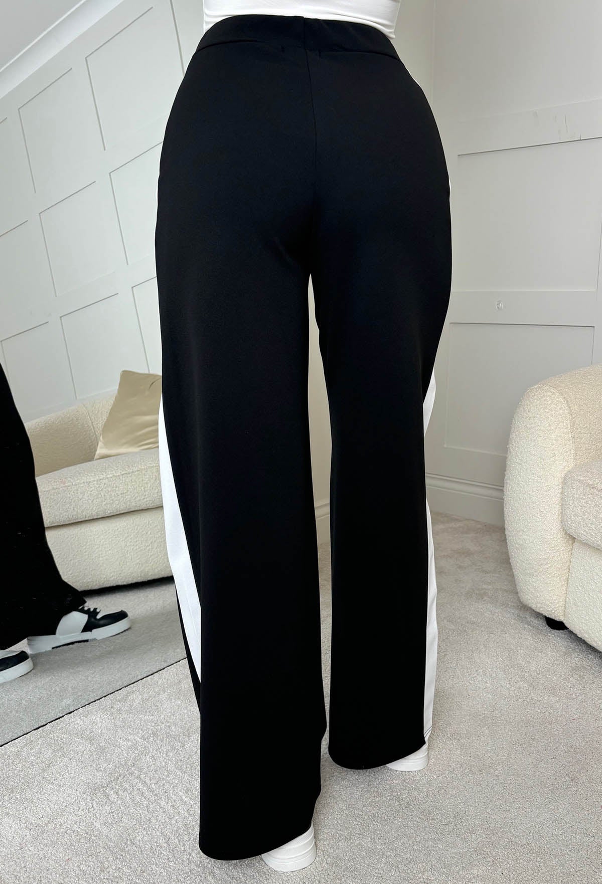 Always A Hero Black Wide Leg Side Stripe Stretch Trousers