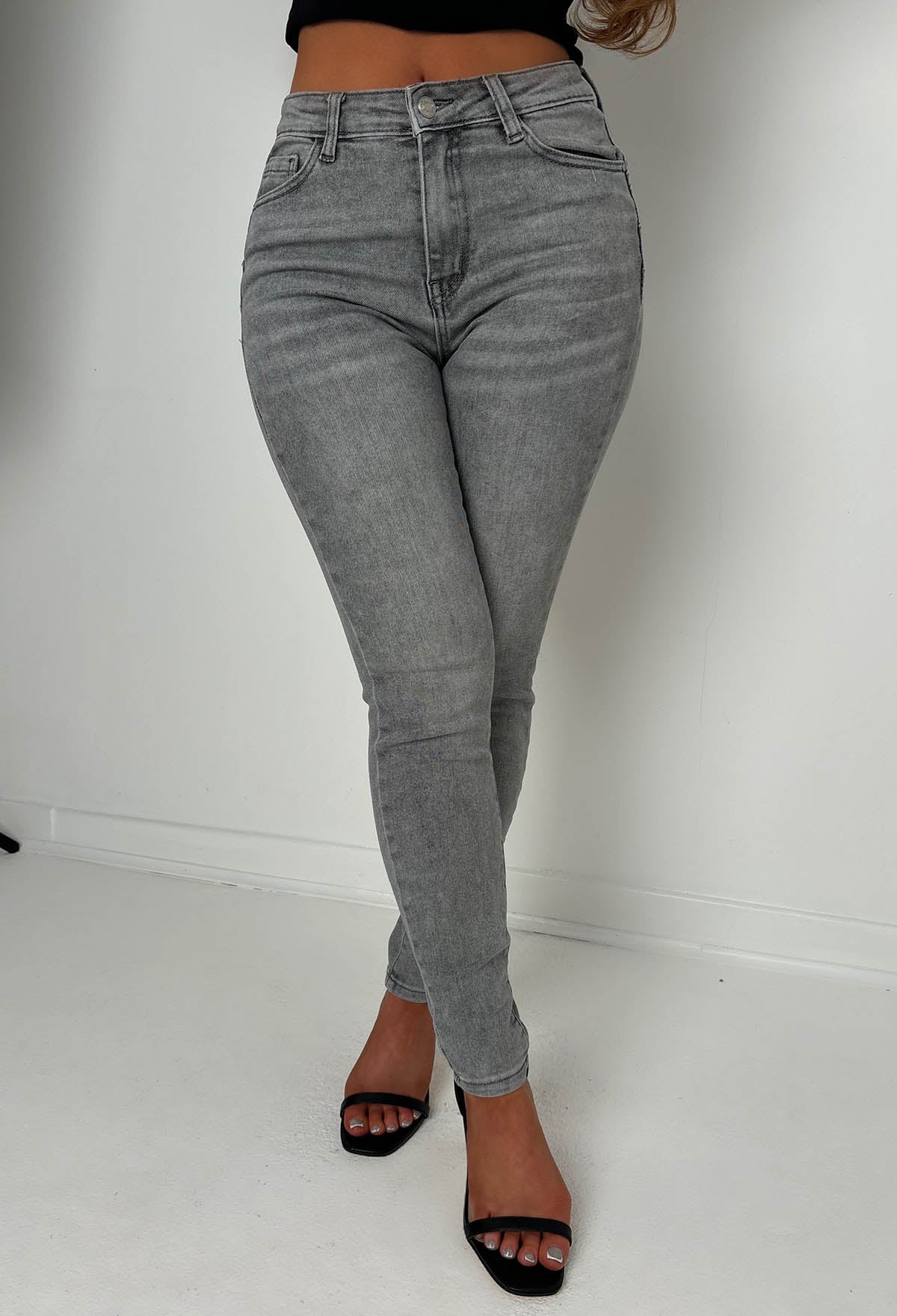 Amelie Grey Stretch Push Up Skinny Jeans