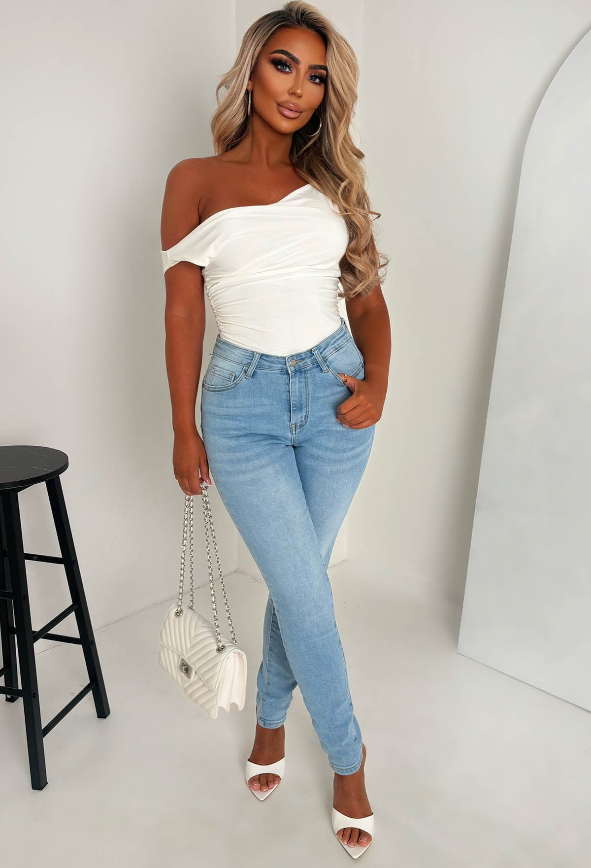 Amelie Light Blue Stretch Push Up Skinny Jeans