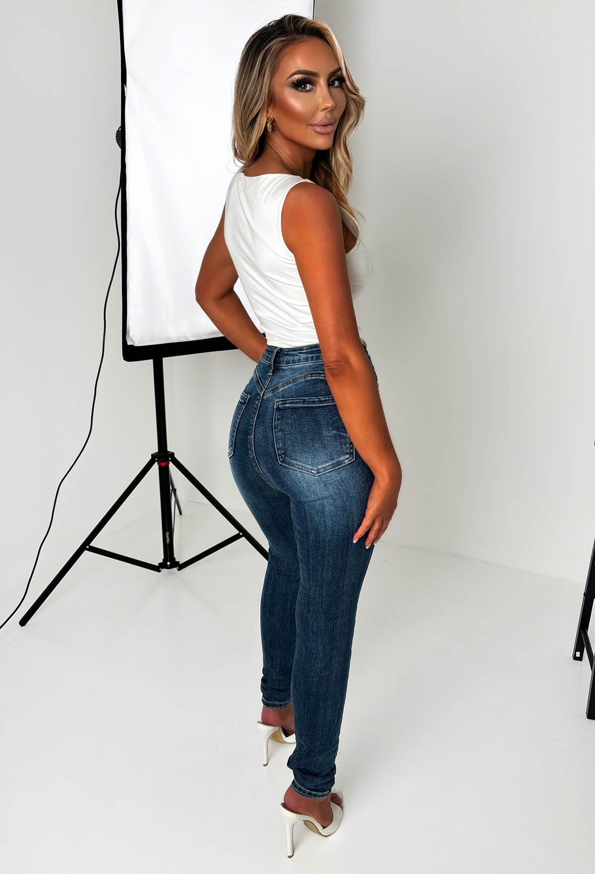 Amelie Mid Blue Stretch Push Up Skinny Jeans