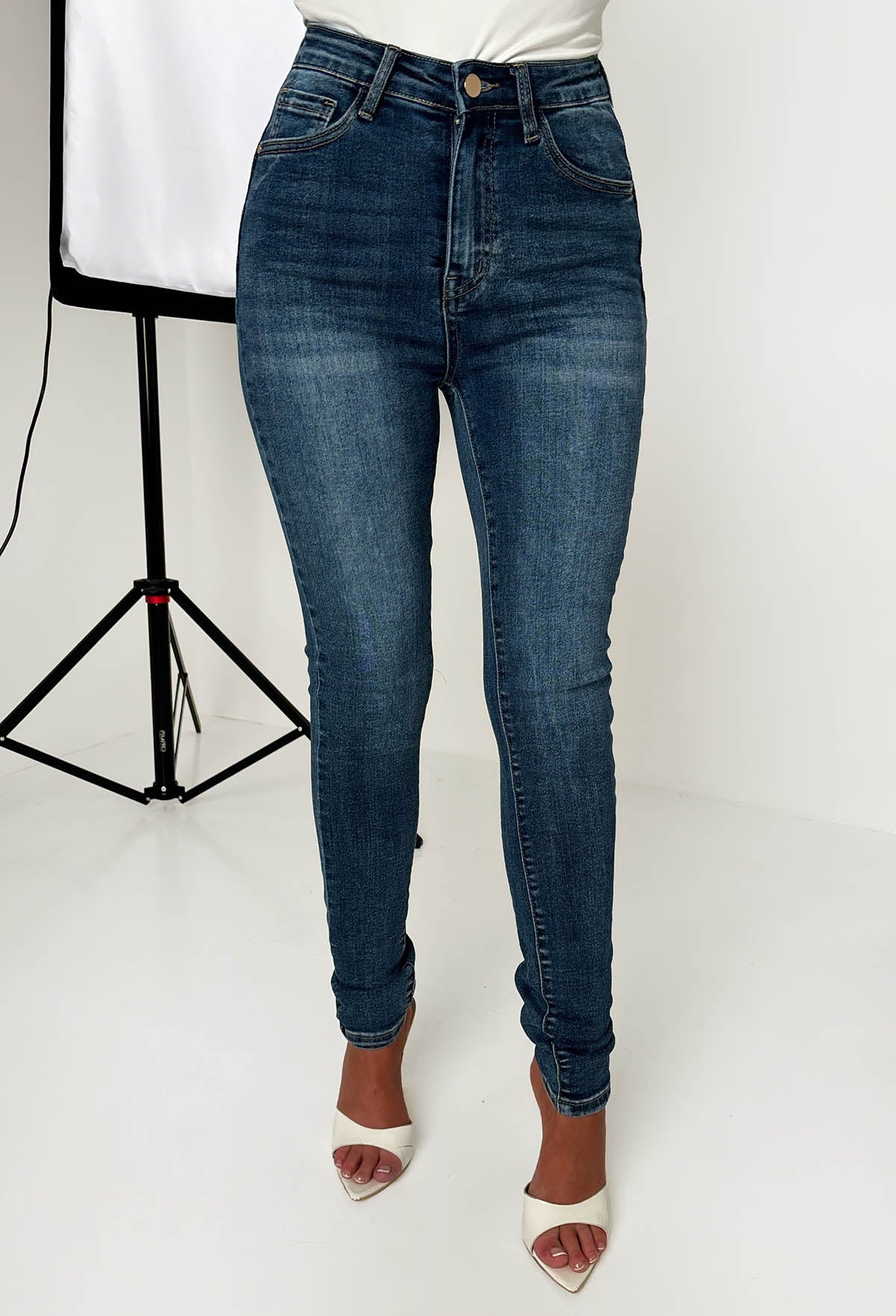 Amelie Mid Blue Stretch Push Up Skinny Jeans