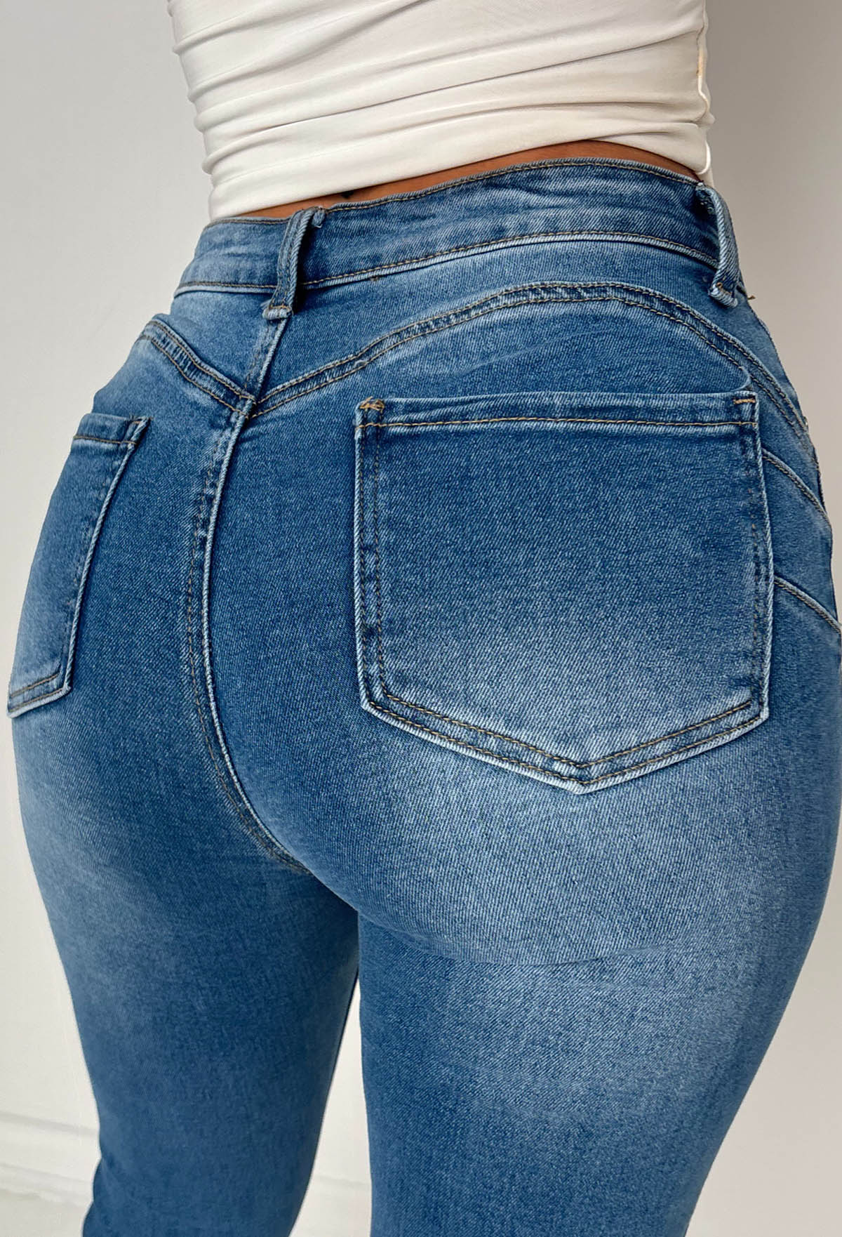 Amelie Mid Wash Stretch Push Up Skinny Jeans