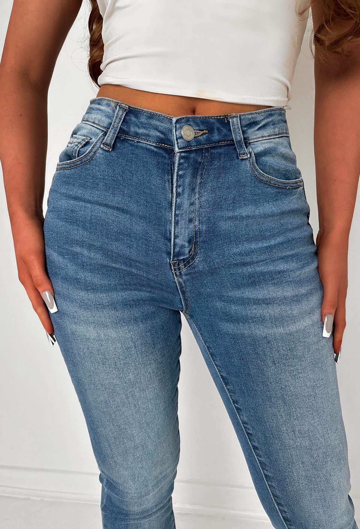 Amelie Mid Wash Stretch Push Up Skinny Jeans