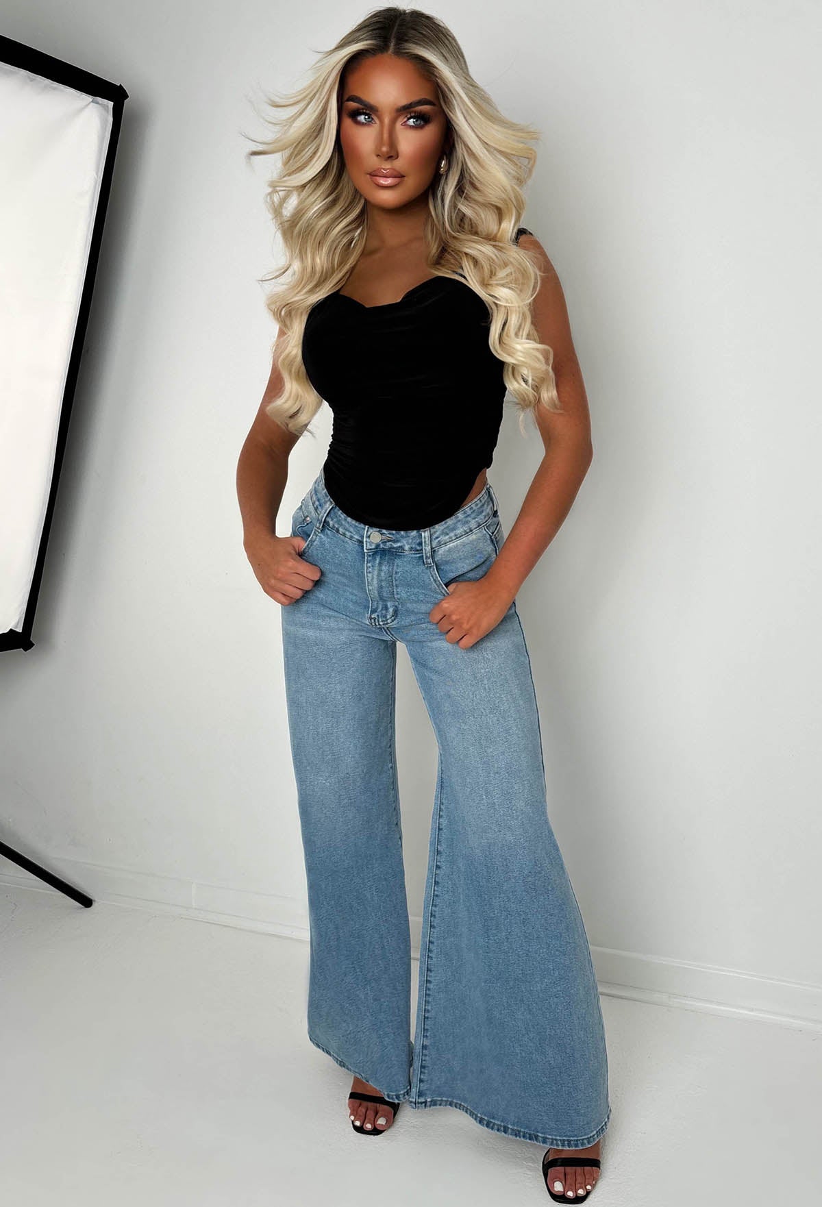 Anytime Soon Light Wash Stretch Flared Jeans