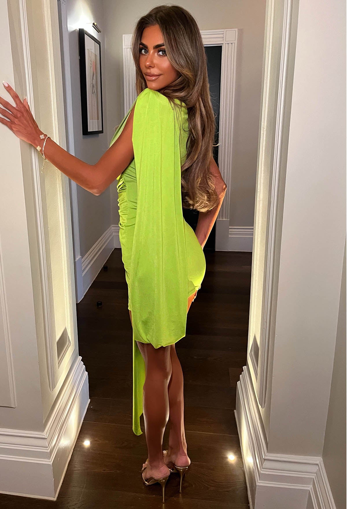 Artemis Green Drape Front Mini Dress