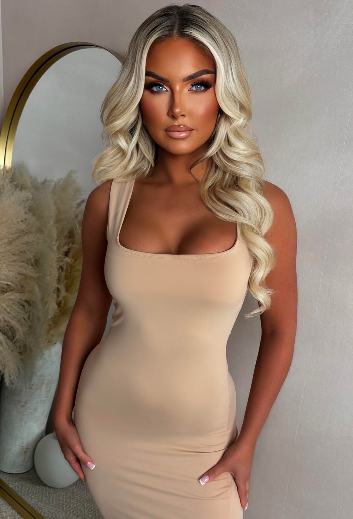 Basically Be Mine Mocha Square Neck Bodycon Dress