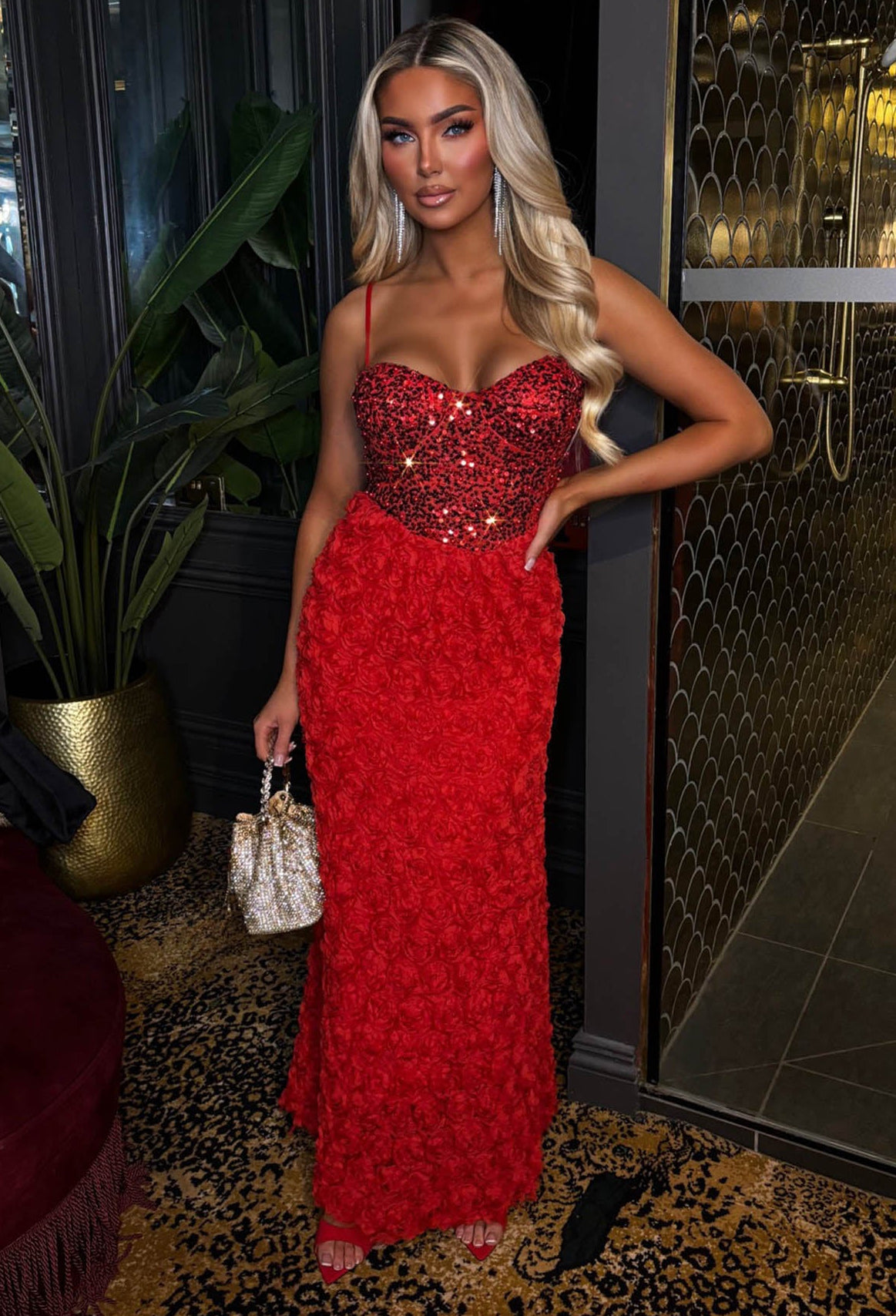 Be Mine Forever Red Sequin Maxi Dress