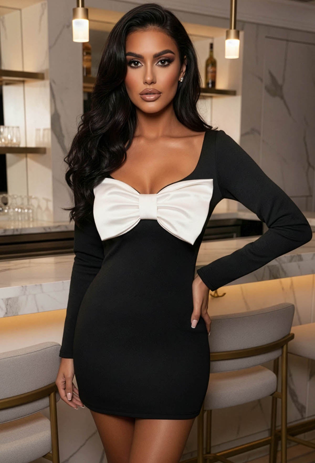 Be My Darling Black Bow Mini Dress