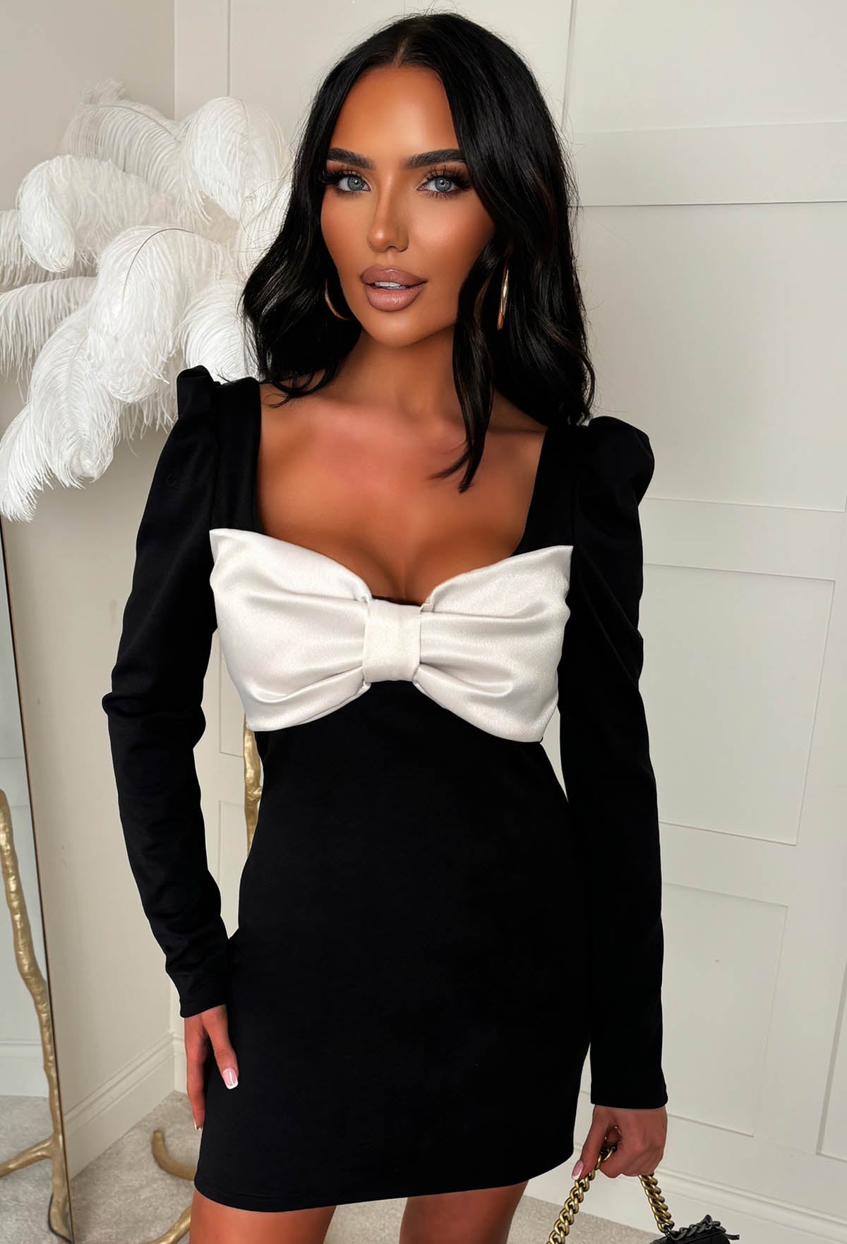 Be My Darling Black Bow Mini Dress