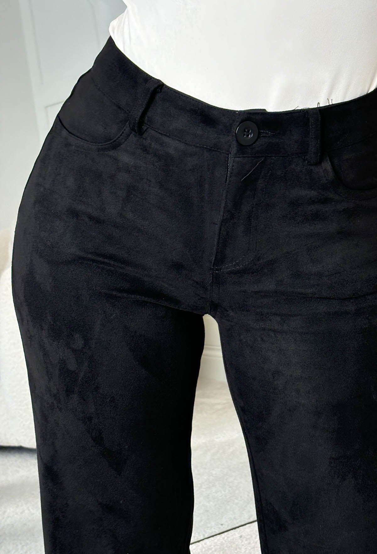 Beautiful One Black Faux Suede Wide Leg Trousers