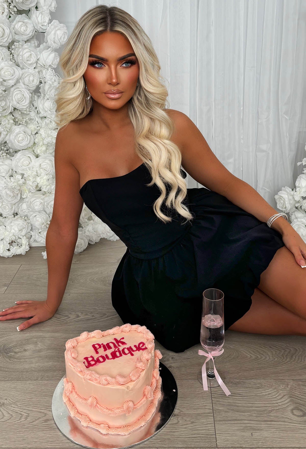 Bellarina Black Lace Back Bandeau Puff Ball Dress