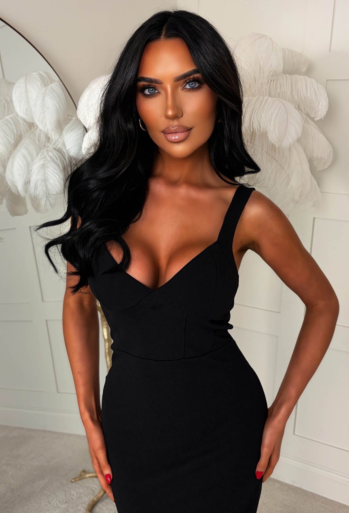 Big Mistake Black Seamed Bust Pencil Dress