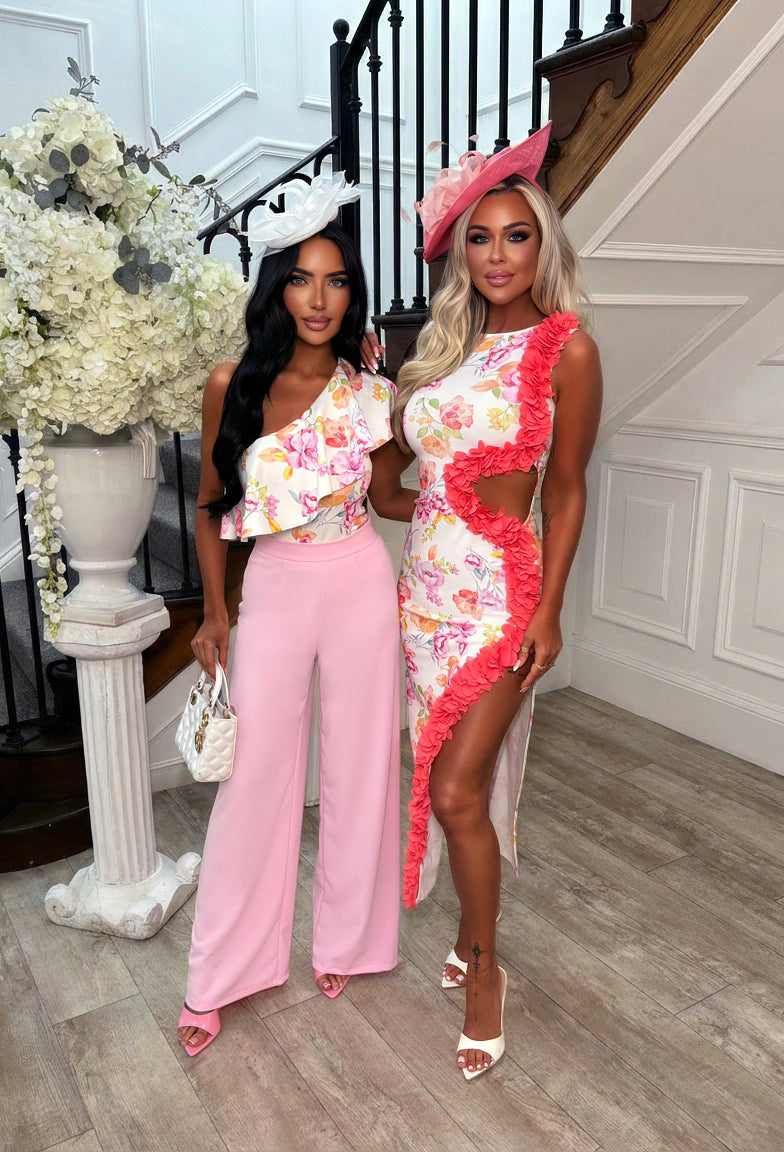 Always Frilled White Floral Off Shoulder Bodysuit