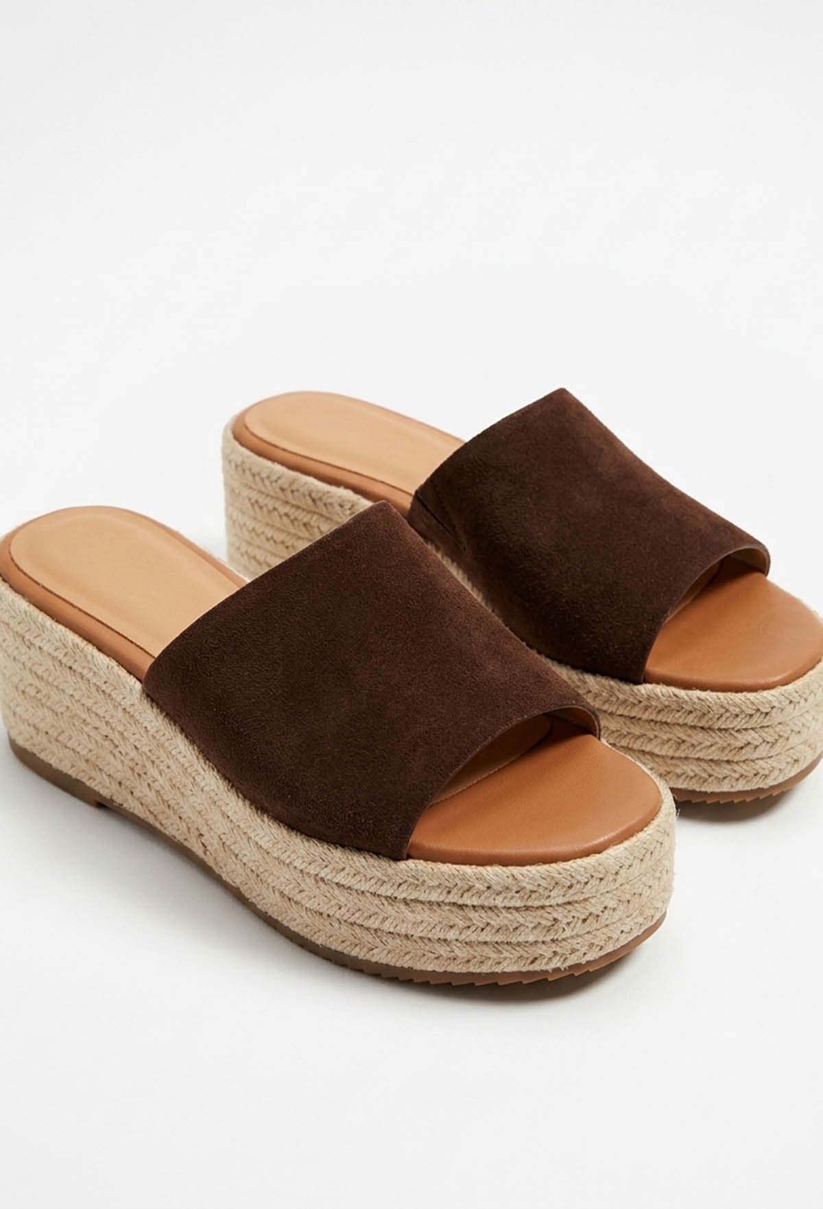 Boho Babe Brown Raffia Mule Wedges