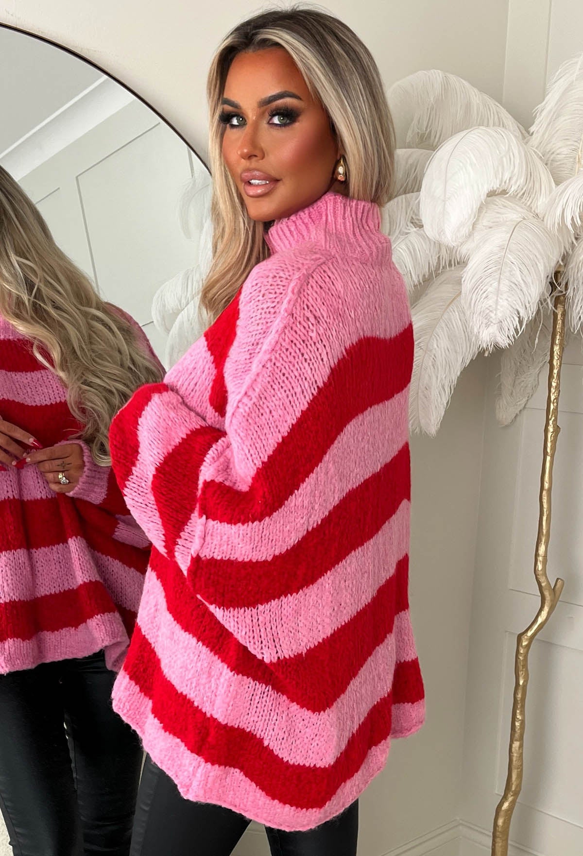 Bold Is Beautiful Red Knitted Wide Stripe Jumper