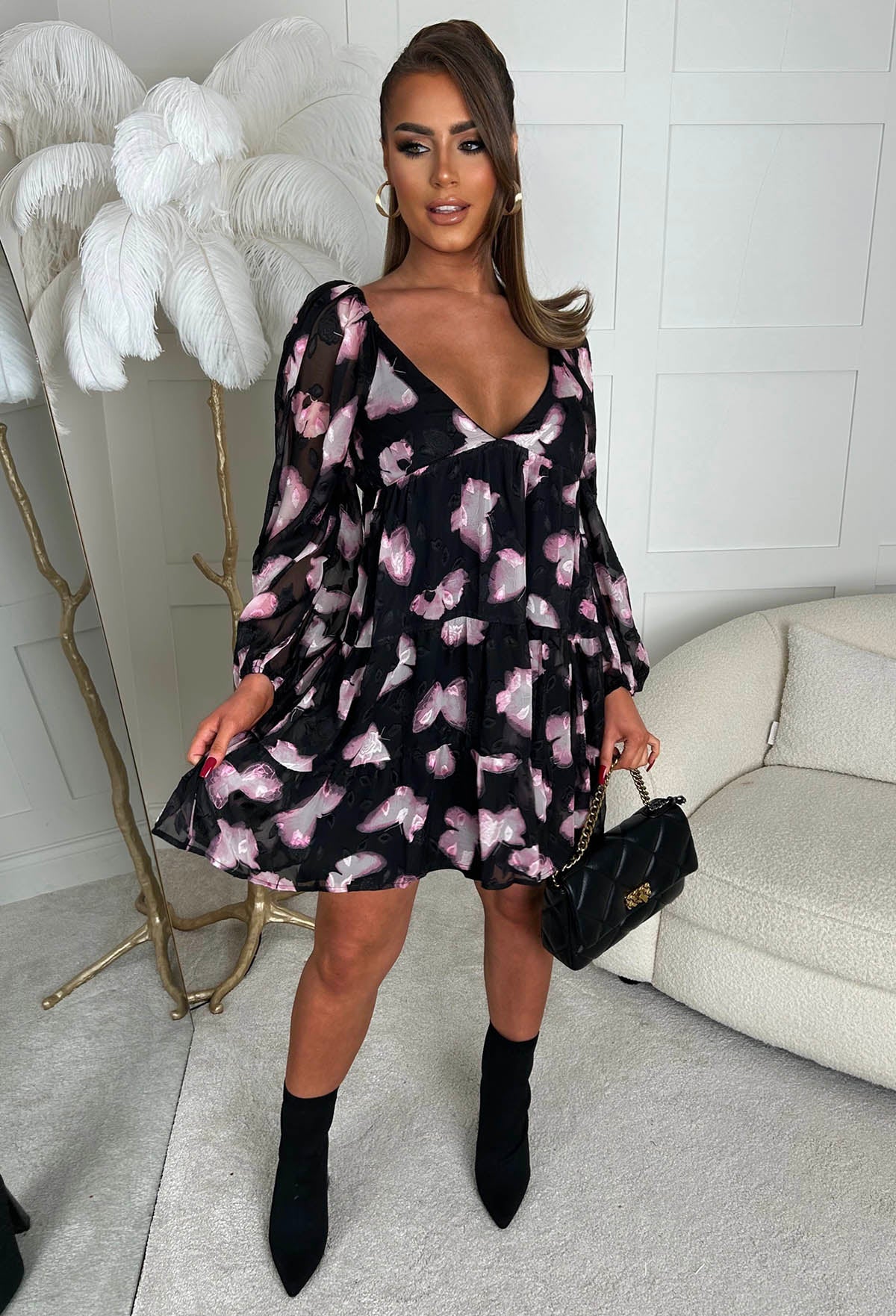 strapless open back dress Butterfly Illusion Black Plunge Long Sleeve Layered Mini Dress strapless open back dress Butterfly Illusion Black Plunge Long Sleeve Layered Mini Dress