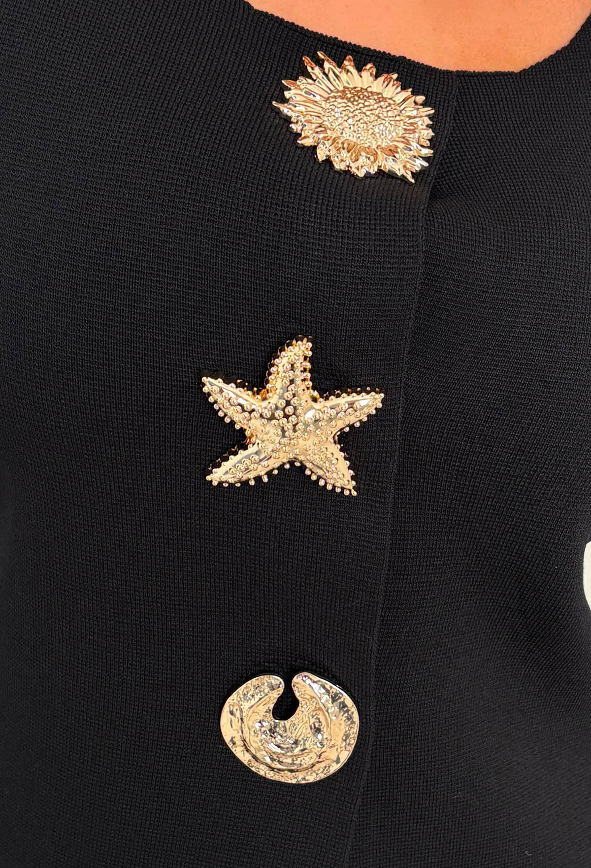 Buttoned Diva Black Embellished Button Up Long Sleeve Top